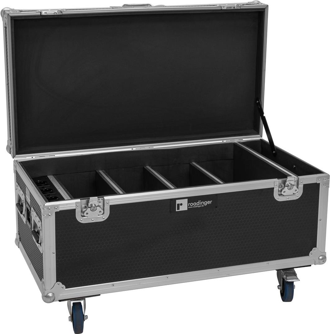 ROADINGER Flightcase 4x AKKU Multiflood IP 8x10W RGBW Wash CRMX mit Ladefunktion (31005243)