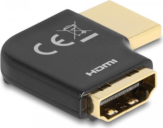 Delock HDMI Adapter Stecker zu Buchse 90° links gewinkelt 8K 60 Hz Metall (60018)