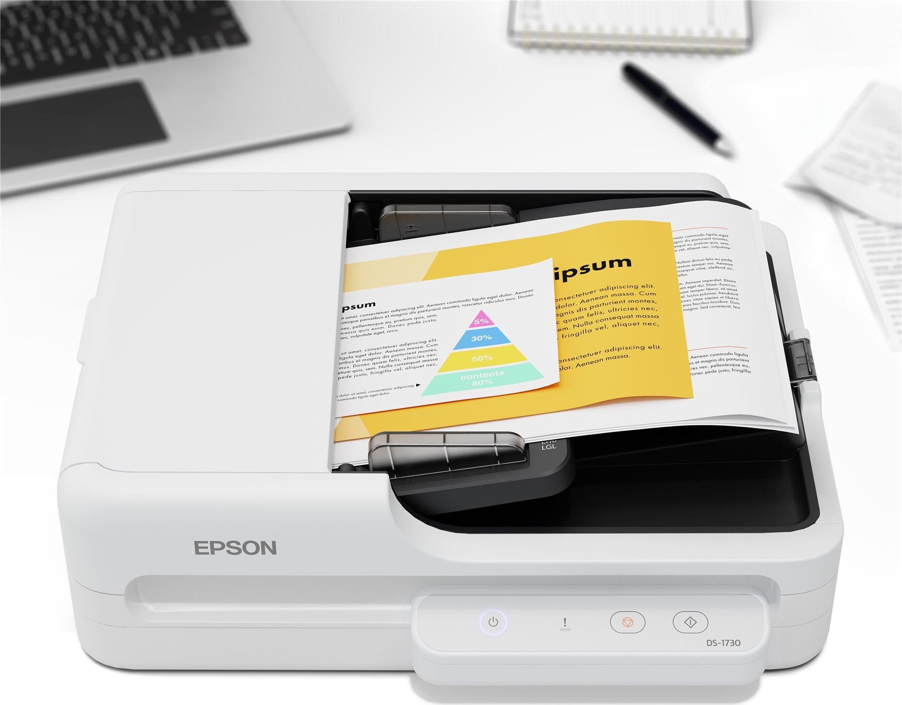 Epson WorkForce DS-1730 Dokumentenscanner Duplex 1200 dpi 30 Seiten/Min. USB 2.0 Schwarz, Weiß