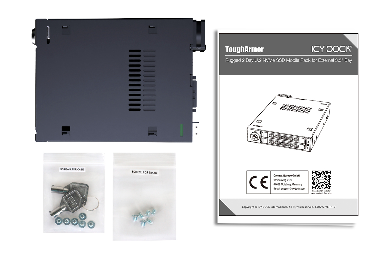 ICY BOX ToughArmor MB092VK-B Einbaurahmen 2x 2.5" U.2/U.3 NVMe Schwarz