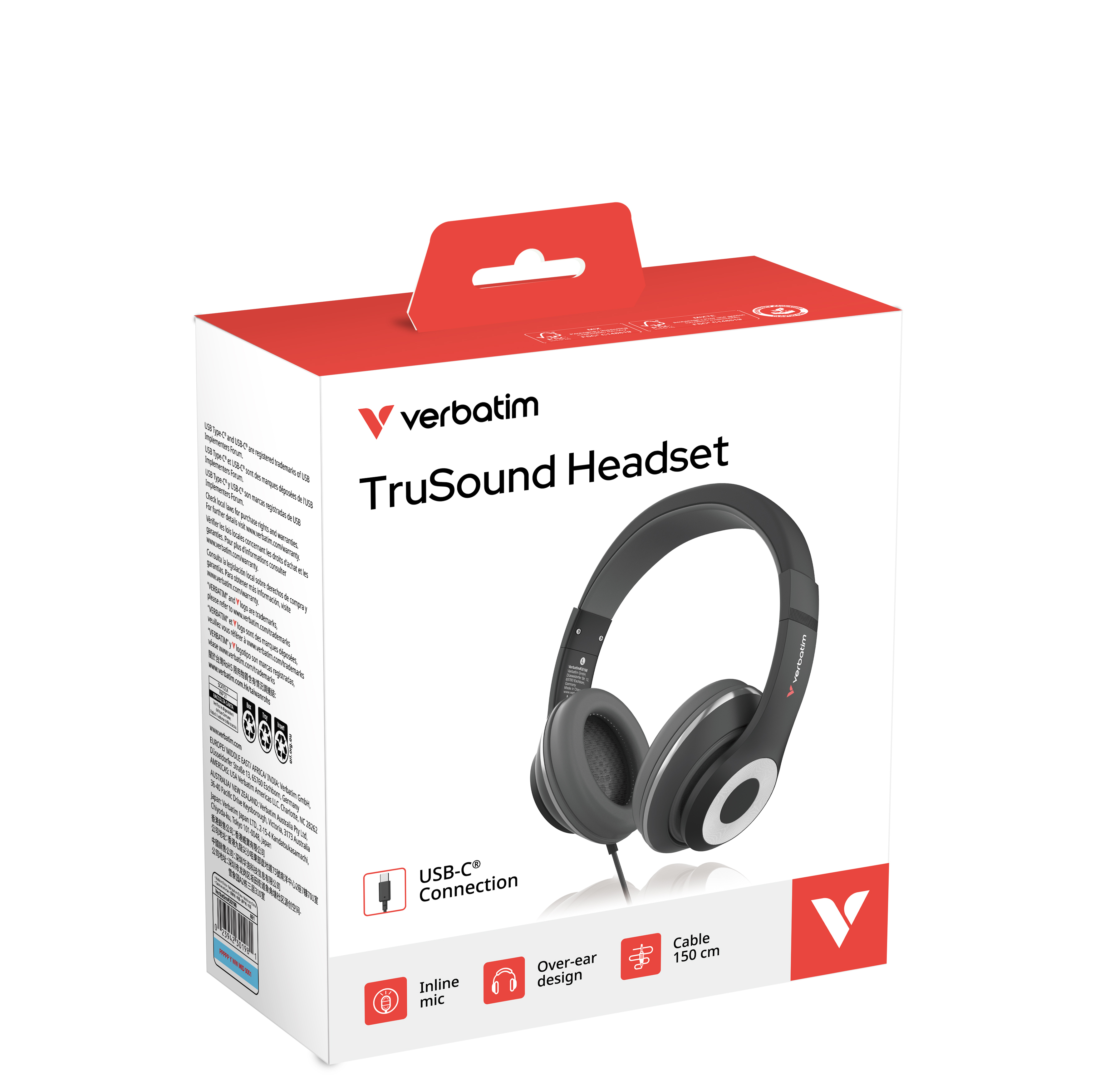 Verbatim TruSound 30198 USB-C Headset Stereo Schwarz