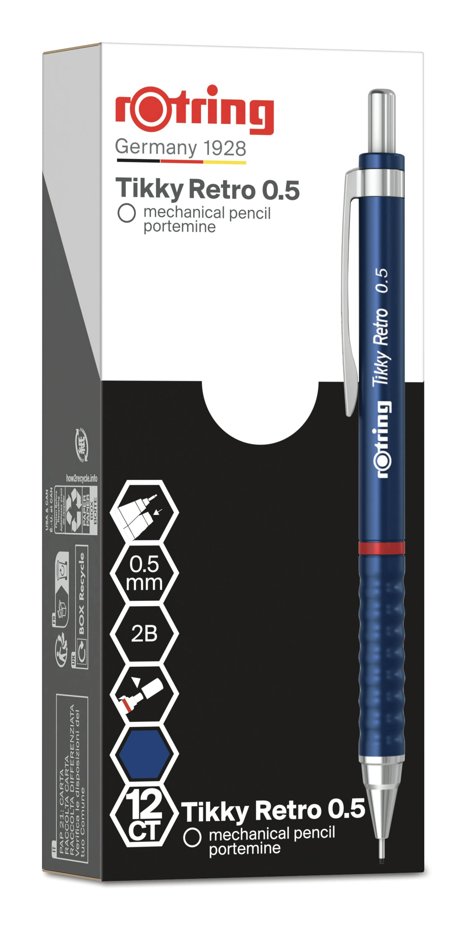 rotring Tikky Retro Druckbleistift 0,5 mm 2B Blau