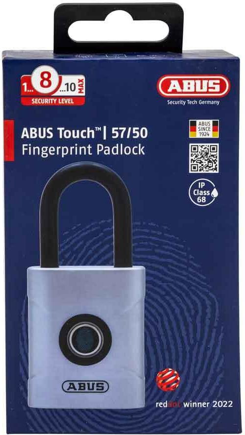 ABUS ABVS62581 Vorhängeschloss 50 mm Silber Fingerabdruckschloss (ABVS62581)