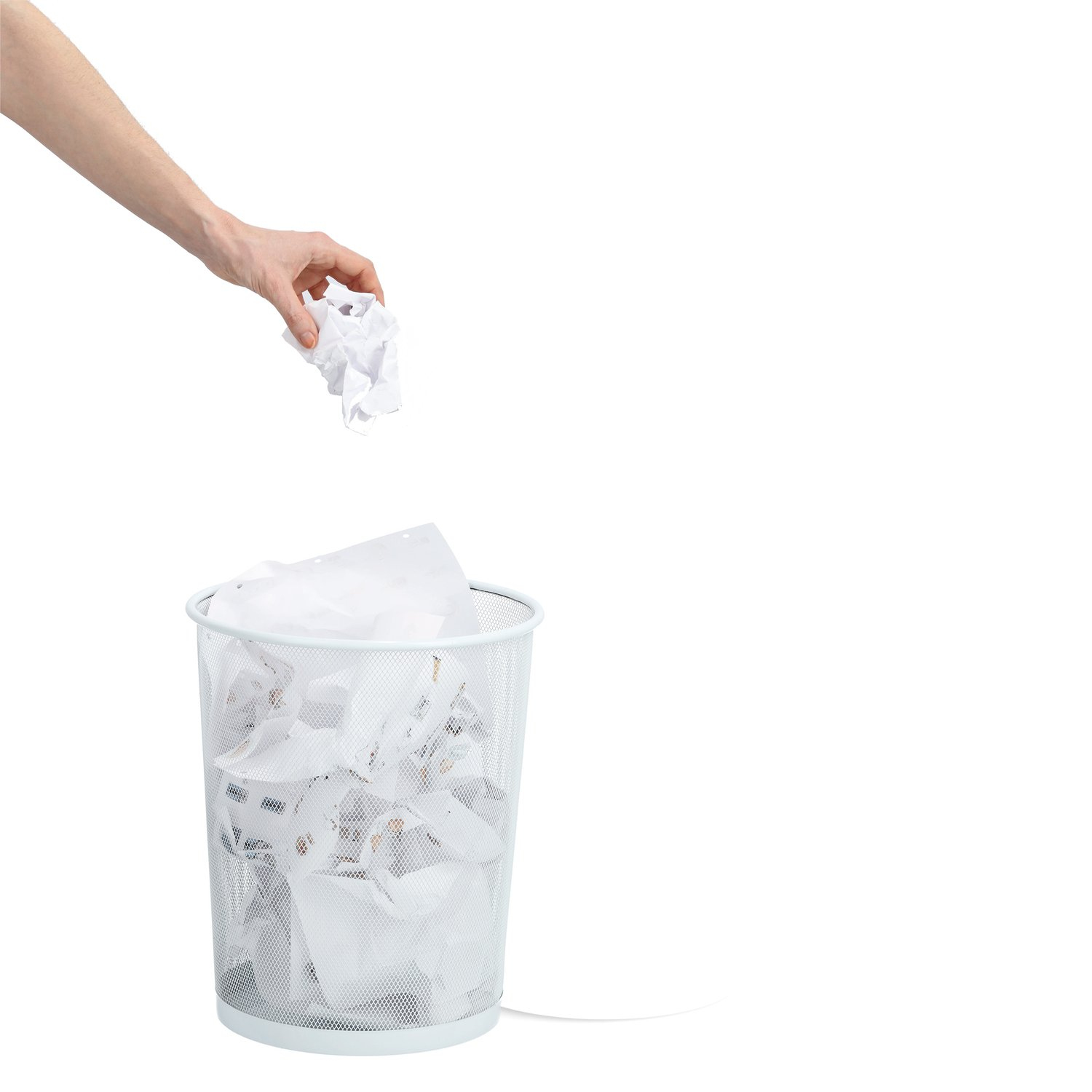 Zeller Papierkorb 23 l Rund Metall Netz Weiß