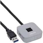 InLine® USB Fingerabdruckscanner mit Hub, Windows Hello kompatibel 1,5m silber (41360K)