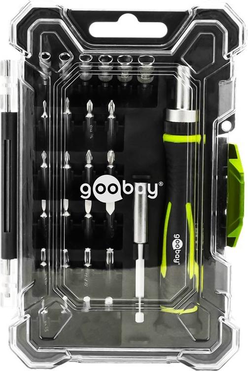 Goobay Schraubendreher-Set mit 26-tlg. Bitsatz - Werkzeug-Set für feinmechanische Schraub (77840)