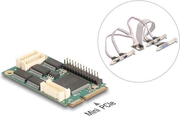 Delock Mini PCIe I/O PCIe full size 4 x Seriell RS-232, 1 x Parallel (95279)