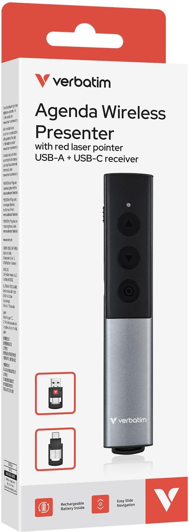 Verbatim Agenda Wireless Presenter with Red Laser Pointer - Presenter (32366)