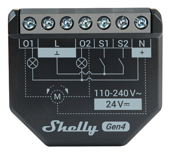 Shelly 2PM Gen4 WiFi-Switch Matter X2 Schwarz