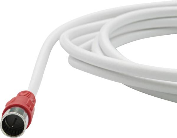 Maxtrack SAT Anschlusskabel Koaxialkabel 3 m F-Stecker Rot, Weiß