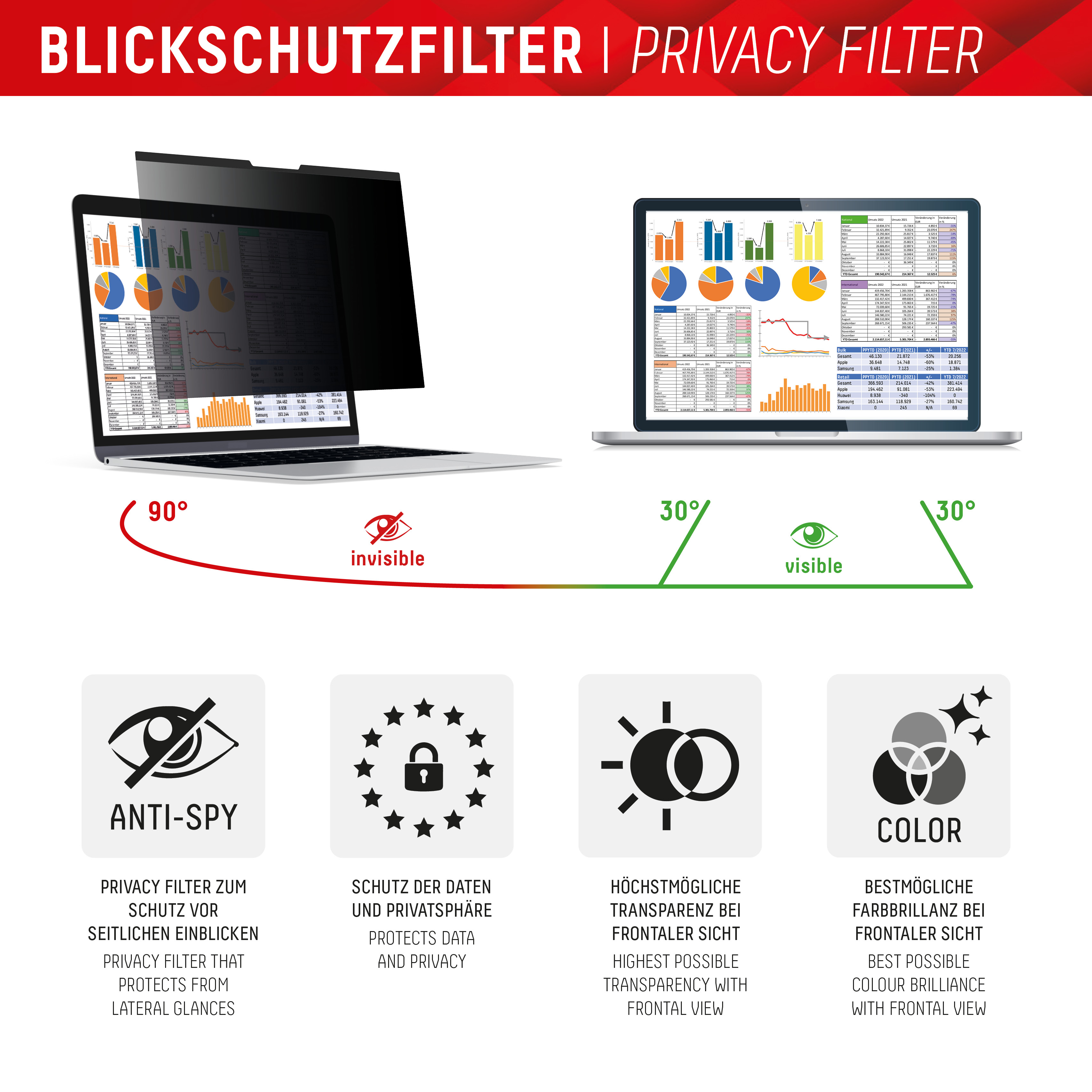 E.V.I. DISPLEX Privacy Safe Universal Mag 14" 16:10 Blickschutzfilter