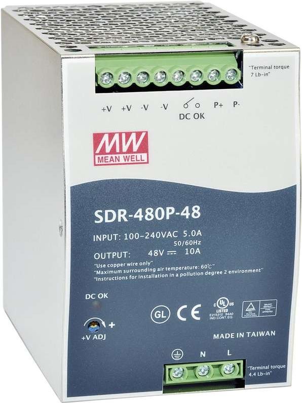 MEAN WELL Stromversorgung 480W Metallisch Netzteil (SDR-480P-48)