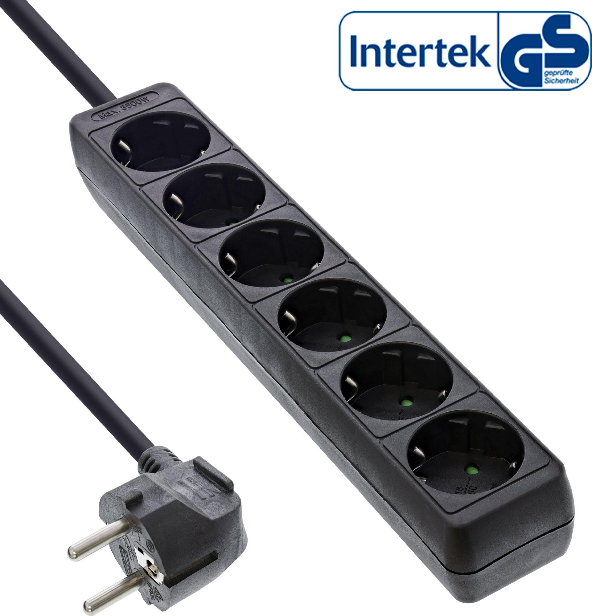 InLine Steckdosenleiste 6-fach Schutzkontakt 1,5m Schwarz