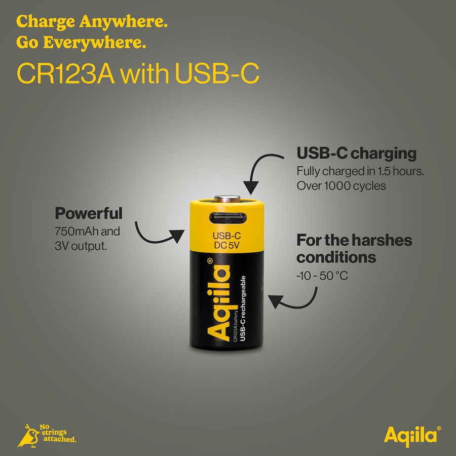 Aqiila AQ86CR123A381C2 CR 123A 3 V 750 mAh Schwarz, Gelb