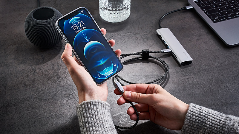 Epico Braided Lightning to USB-C Kabel 1,2 m Grau