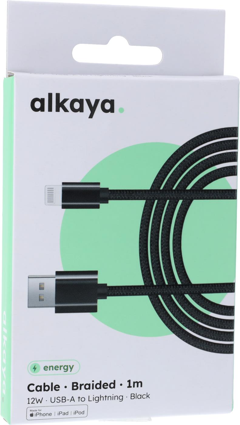 alkaya Speed Flex Datenkabel Geflochten 12W 1m schwarz (CL-60004)