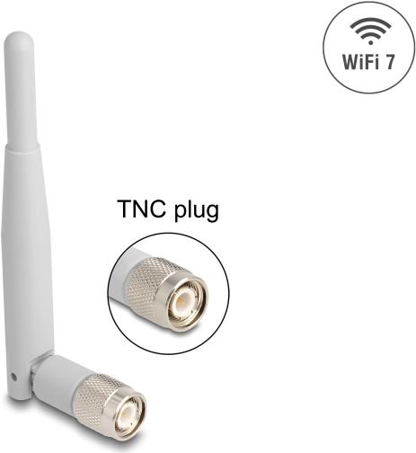 Delock WiFi 7 Antenne TNC Stecker 2 - 3 dBi 13.5 cm omnidirektional mit Kippgelenk (90736)