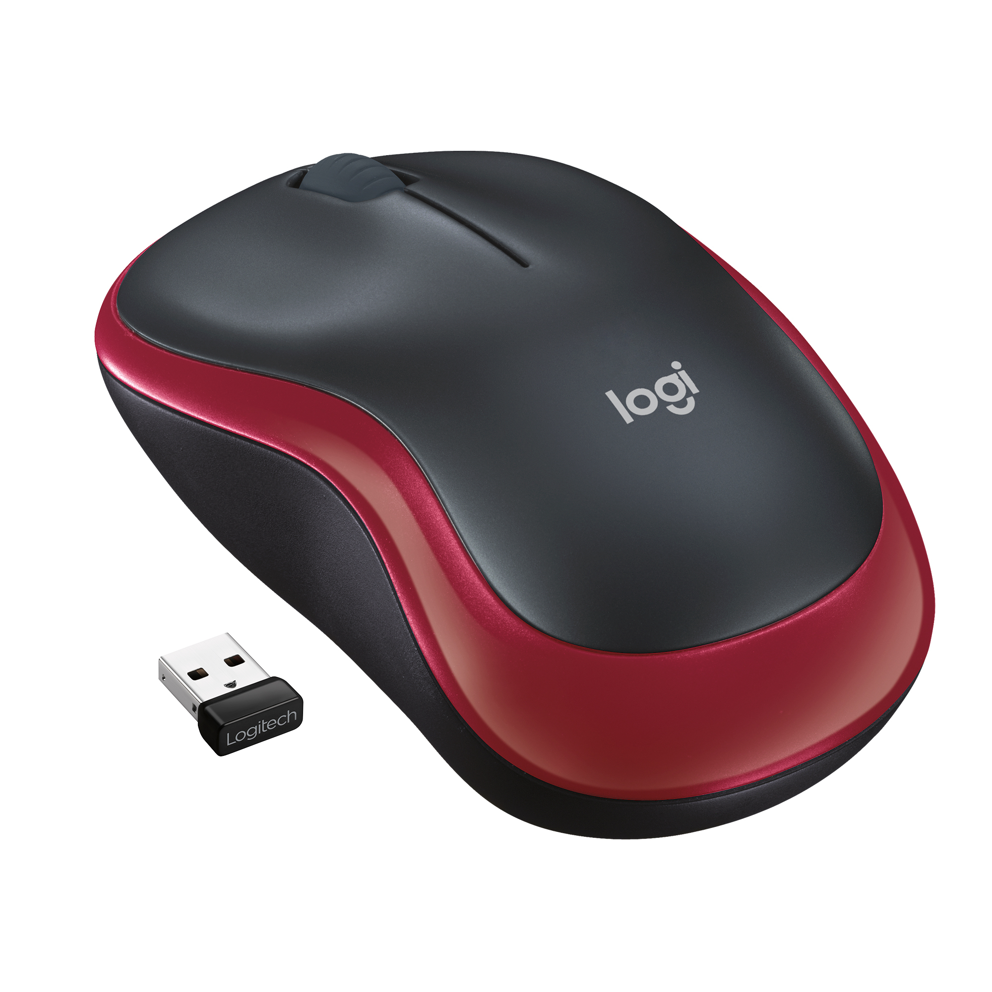 Logitech M185 Kabellose Maus Optisch 1000 DPI 3 Tasten Rot