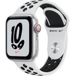 Apple Watch Nike SE (GPS + Cellular) - 40 mm - Aluminium, Silber - intelligente Uhr mit Nike Sportband - Flouroelastomer - pures Platin/schwarz - Bandgröße: S/M/L - 32 GB - Wi-Fi, Bluetooth - 4G - 30.68 g