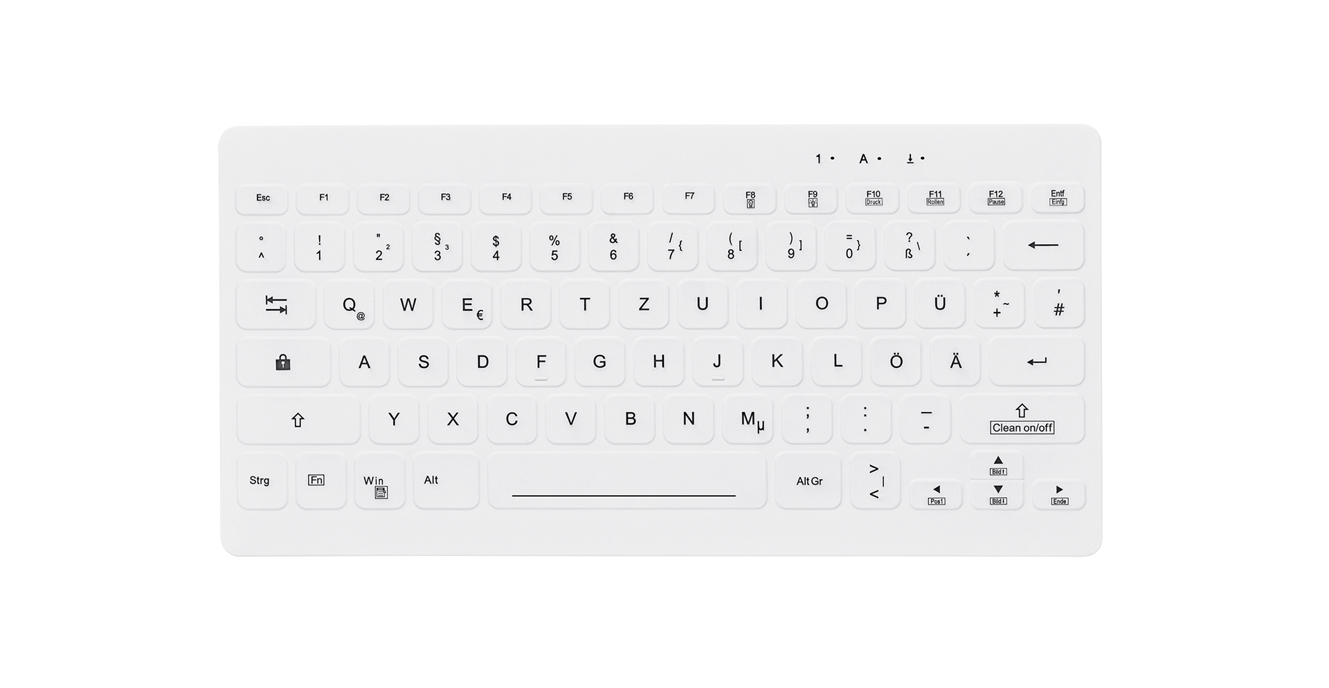 Active Key QuickClean AK-C4112 Kabellose Hygiene-Tastatur Mini QWERTZ Deutsch Weiß
