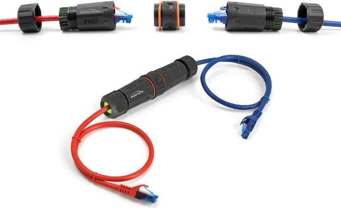 Delock Kabelverbinder RJ45 Buchse zu RJ45 Buchse Cat.6A mit M20 Gewinde und zwei Dichtungen für Slim Kabel IP68 staub- und wasserdicht (88144)