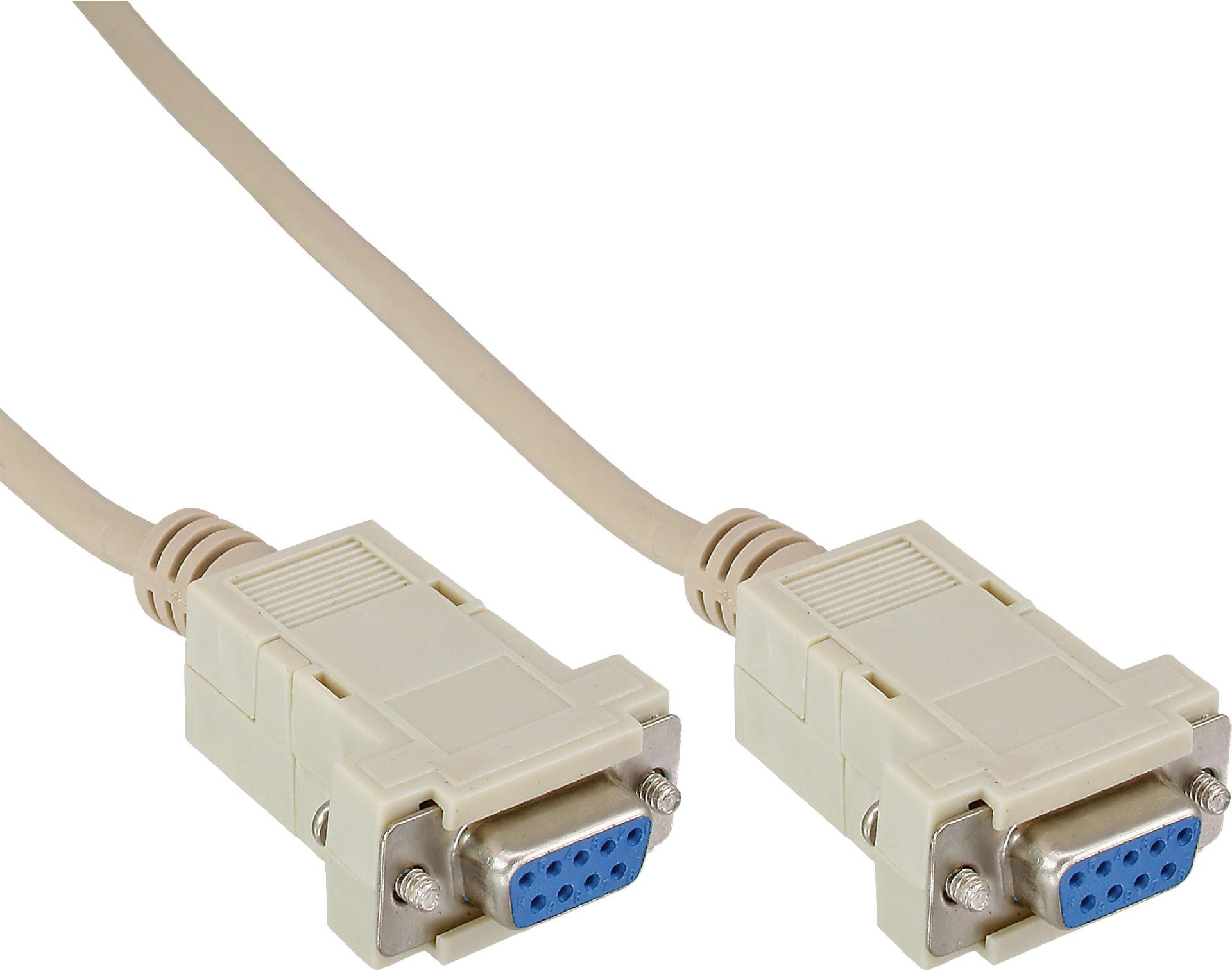 InLine Nullmodemkabel DB-9 Buchse zu DB-9 Buchse 2 m Beige