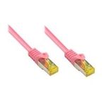 RJ45 Patchkabel mitCat.7 Rohkabel und Rastnasenschutz (RNS®), S/FTP, PiMF, halogenfrei, 600MHz, OFC, magenta, 40m, Good Connections® (8070R-400M)