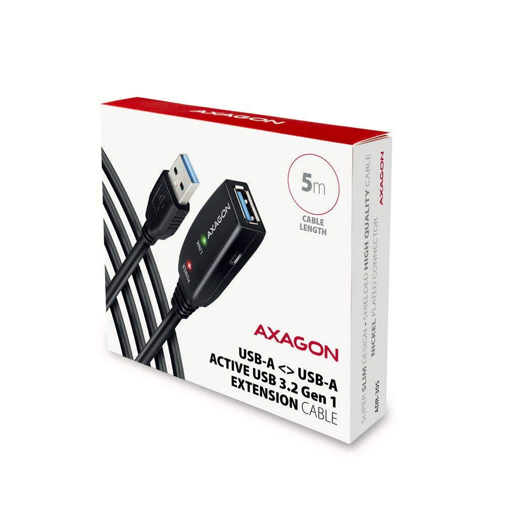 AXAGON ADR-305 USB 3.2 Gen 1 Aktives USB-Verlängerungskabel 5 m Schwarz