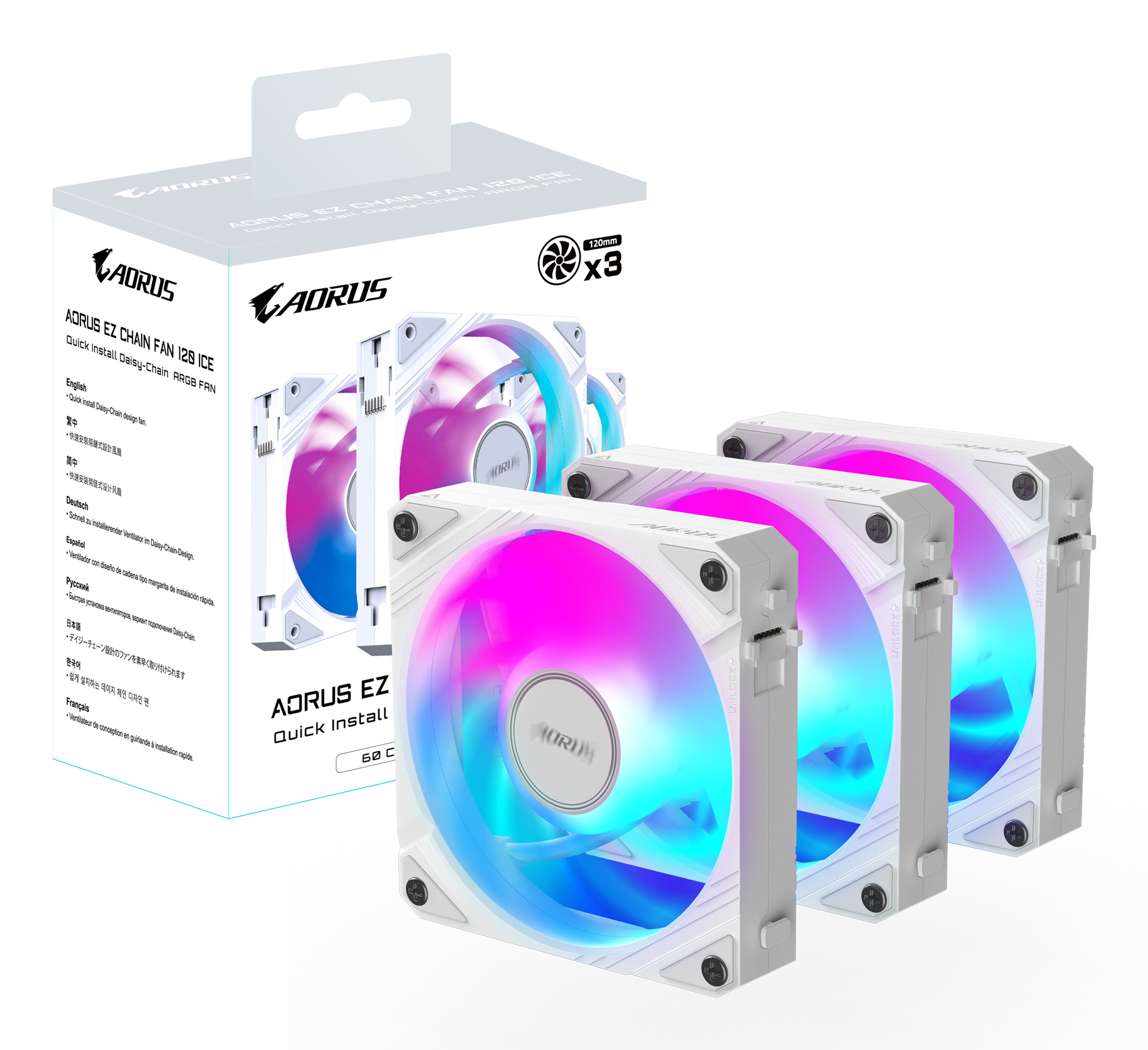 Gigabyte AORUS EZ CHAIN FAN 120 ICE Gehäuselüfter 120 mm Ice