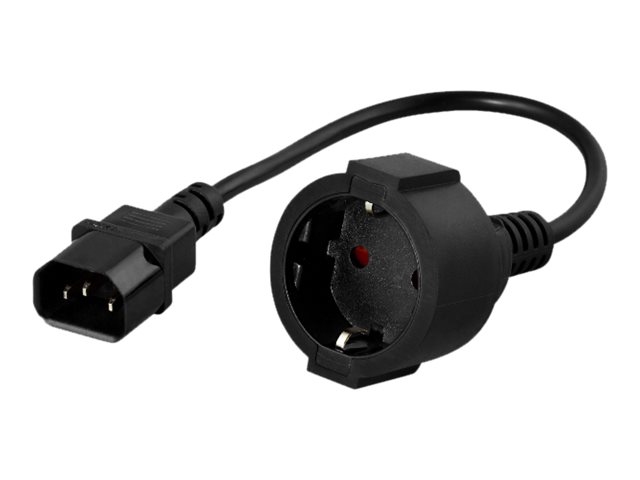 PowerWalker IEC C14 auf Schuko Adapter 10 A 20 cm Schwarz