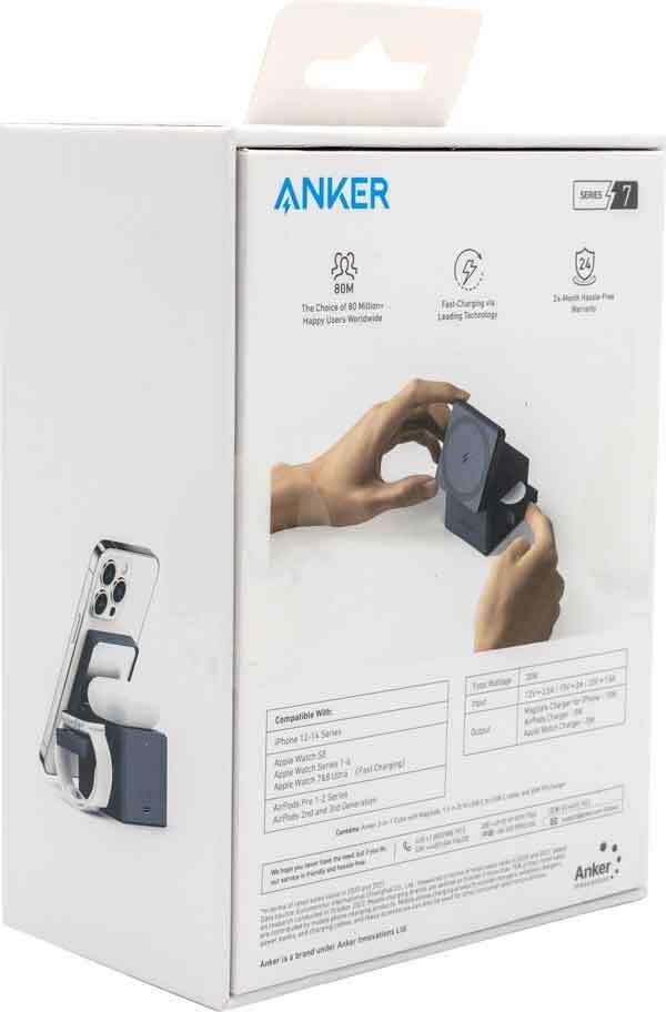 Anker 3-in-1 Cube Kabelloses Ladegerät mit MagSafe 15 W Schwarz