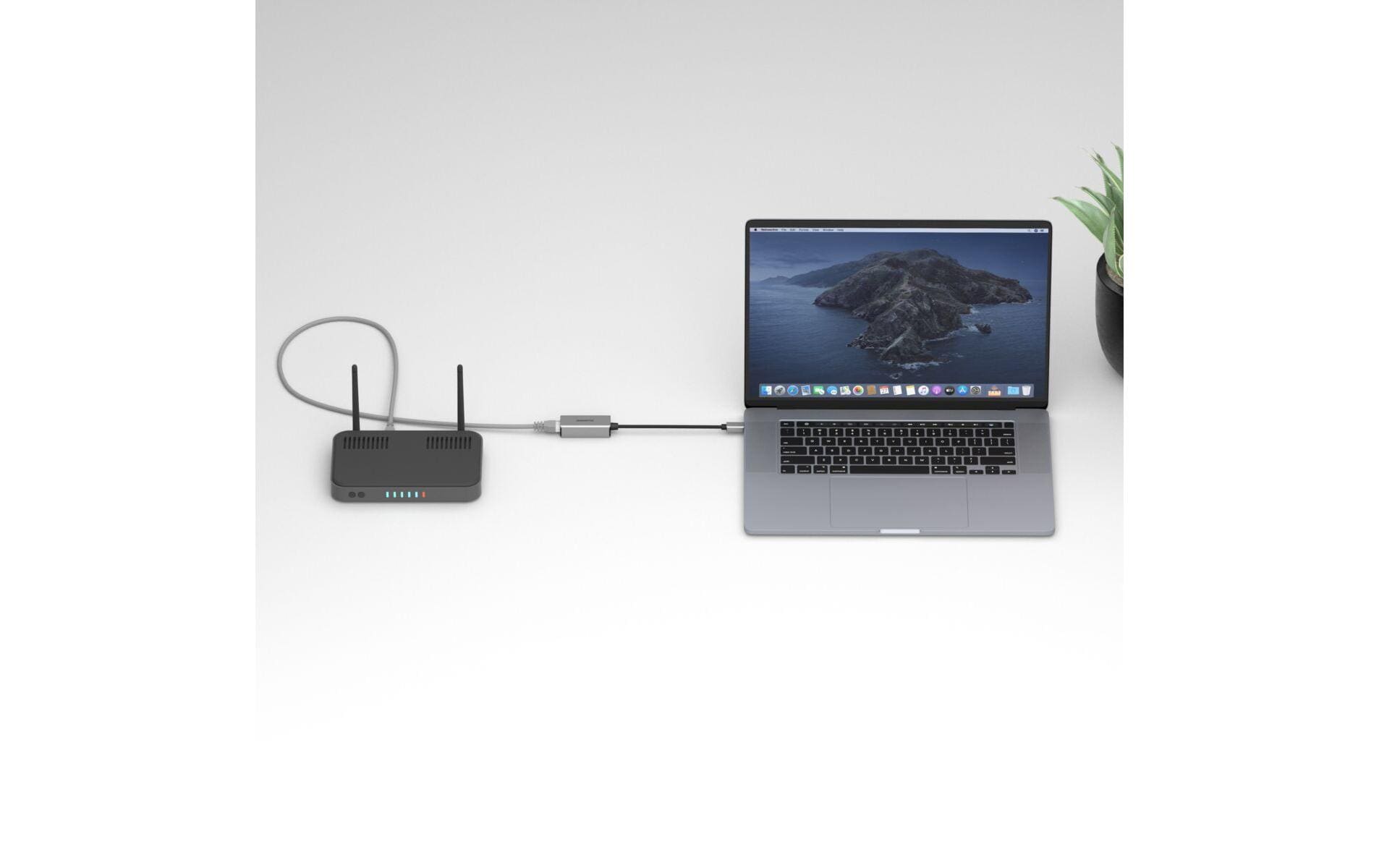 Marmitek Connect Netzwerkadapter USB-C 3.1 auf Gigabit Ethernet Schwarz, Silber