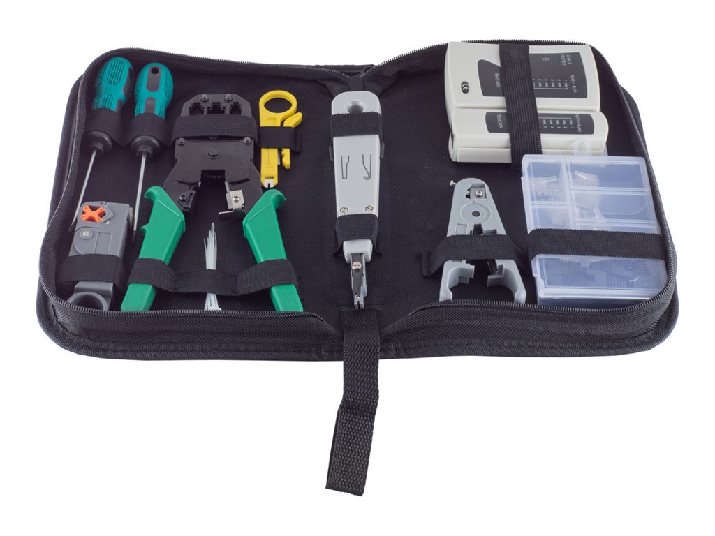 ShiverPeaks S-Impuls Netzwerk-Werkzeugset, 10-teilig, mit Tasche, Schwarz