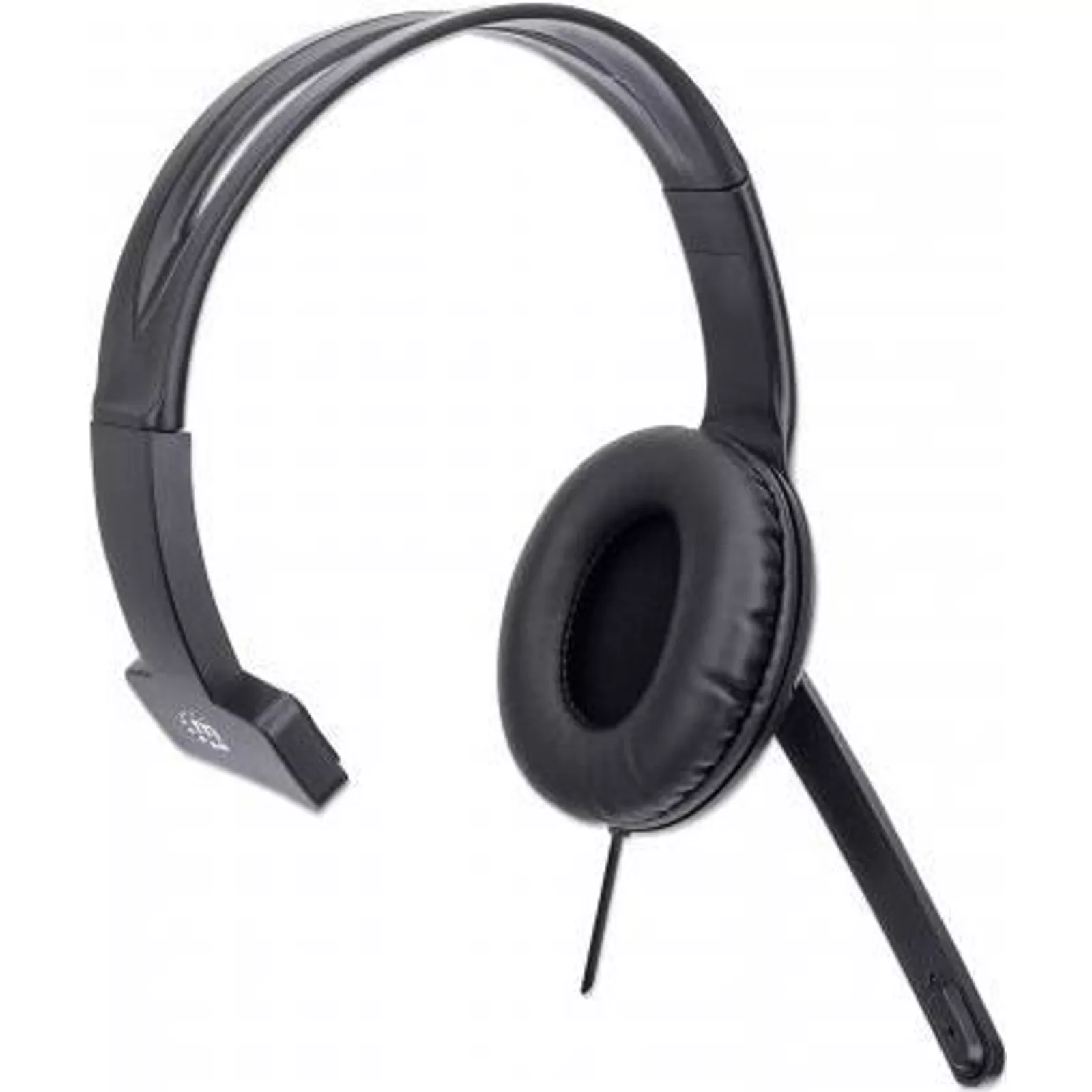 MANHATTAN Mono USB-Headset Ohrumschließendes Design (Over-Ear), Ohrmuschel einseitig, kabelgebunden, USB-A-Stecker, integrierte Lautstärkeregelung, verstellbares Mikrofon, schwarz (179874) (geöffnet)