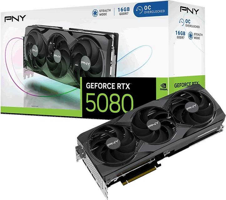 PNY GeForce RTX 5080 OC 16 GB GDDR7 PCIe 5.0 x16 Grafikkarte Schwarz