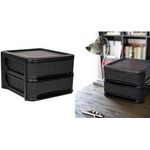 EDA Schubladenturm STONE, 2 Schübe, PP, schwarz Schubladen mit breiter Griffmulde und Auszugssperre, - 1 Stück (010288 NO)