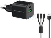 Conceptronic Ladegerät 2Port 33W 1xUSB-C 1xUSB-A+3-in-1 sw (ALTHEA16B)