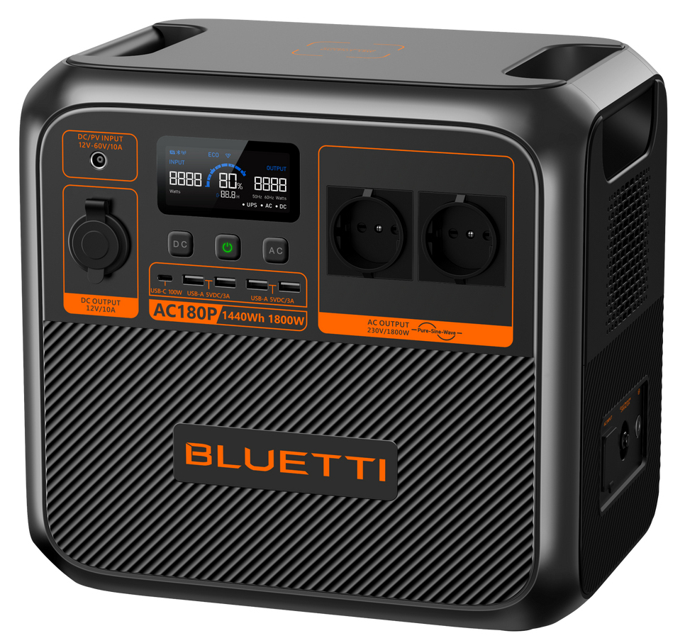 Bluetti AC180P Tragbare Power Station 1800 W 1440 Wh Schwarz