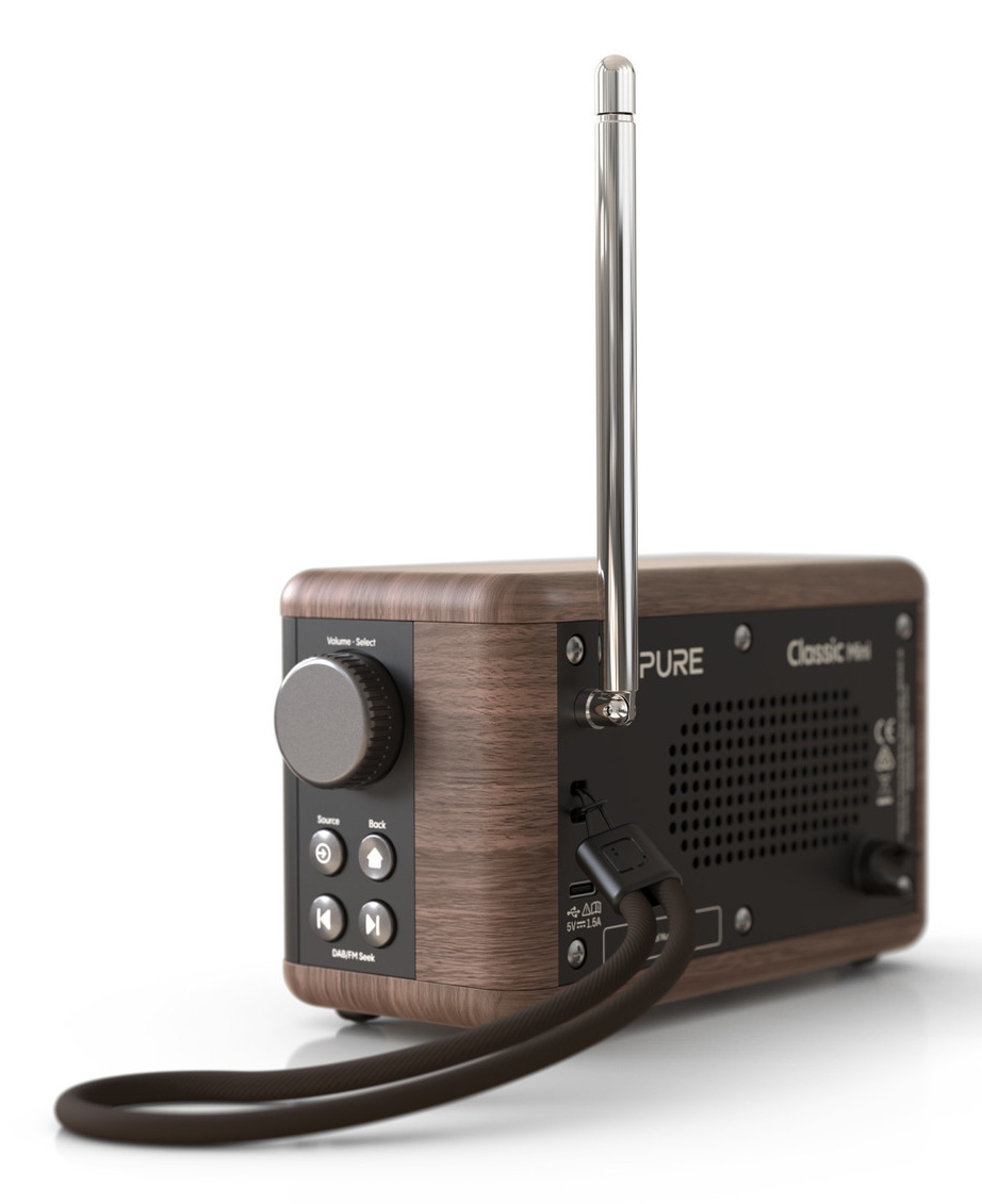 Pure Classic Mini Tischradio DAB+ FM Schwarz, Walnuss
