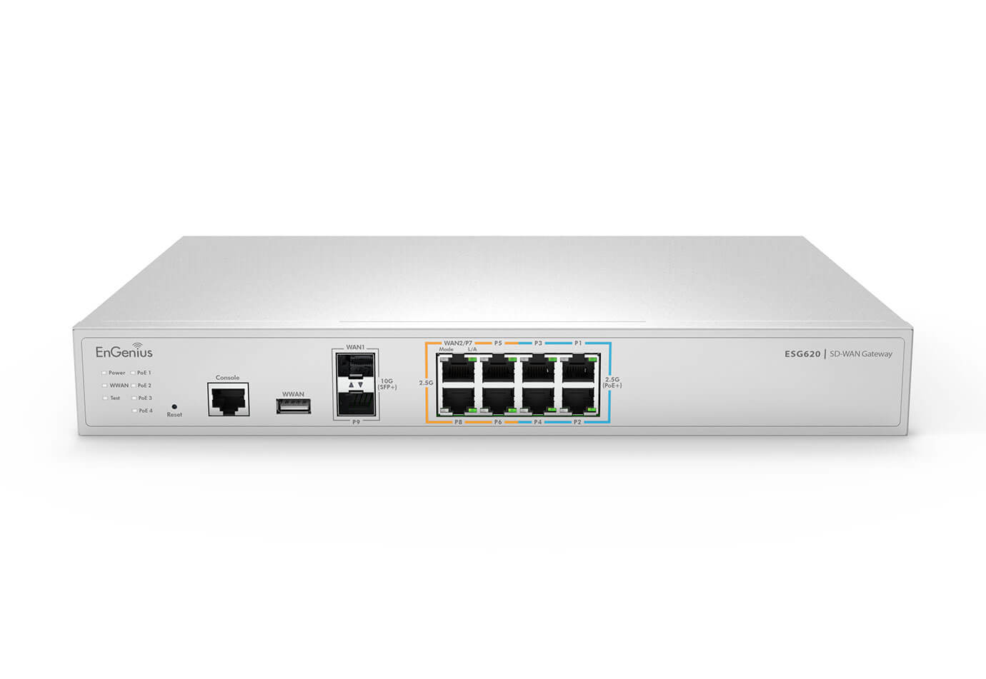 EnGenius ESG620 Cloud Managed Security Gateway 2x 2.5 GbE LAN 6x 2.5 GbE WAN 2x SFP+ Weiß