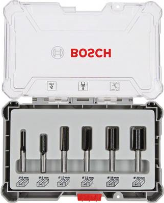 Bosch - Fräskopf - für Holz, Weichholz, Hartholz, Profile - 6 Stücke - 6 mm, 8 mm, 10 mm, 12 mm, 20 mm, 16 mm - Länge: 50 mm, 60 mm, 54 mm