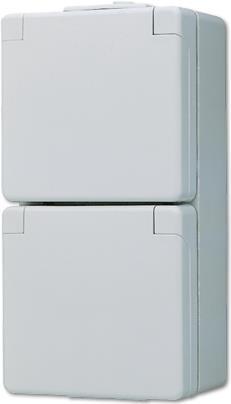 JUNG Schuko-Steckdose 2-fach 622W WG600 IP44 verdrahtet senkr.Mont. 622W (622W)