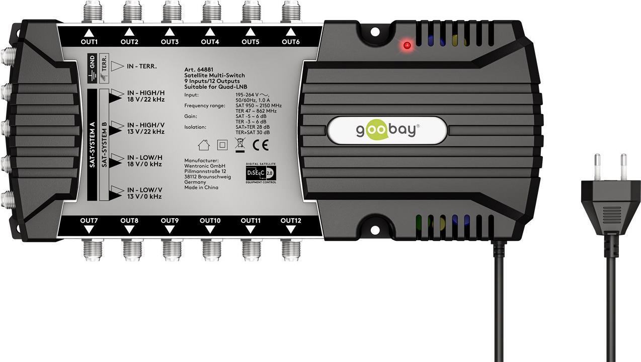 Goobay Sat-Multischalter 9 Eingänge/12 Ausgänge (64881)