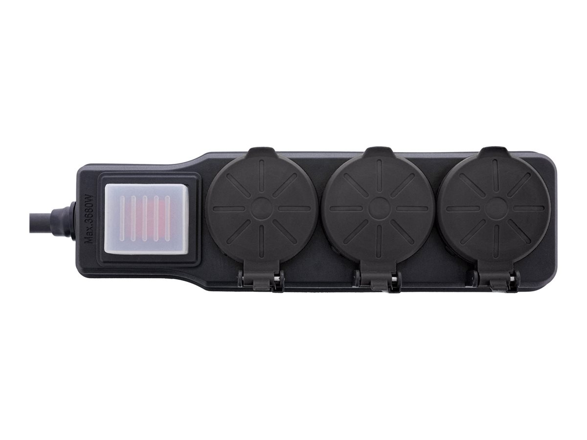 InLine 16493Q Steckdosenleiste 3-fach Schutzkontakt IP44 10m Schwarz
