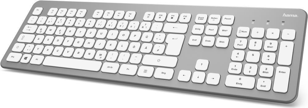 Hama KW-700 - Tastenfeld - kabellos - 2,4 GHz - QWERTZ - Deutsch - weiß, Silber (00182610)