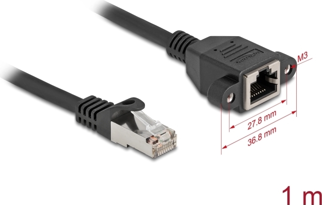 Delock Netzwerk Verlängerungskabel S/FTP RJ45 Stecker zu Buchse Cat.6A flache (90775)