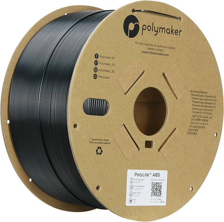 Polymaker PE01033 Filament ABS hitzebeständig schlagfest geruchsarm 1.75 mm 3000 g Schwarz (PE01033)