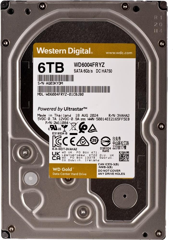 WD Gold WD6004FRYZ 6 TB 3.5" SATA 6Gb/s 7200 rpm