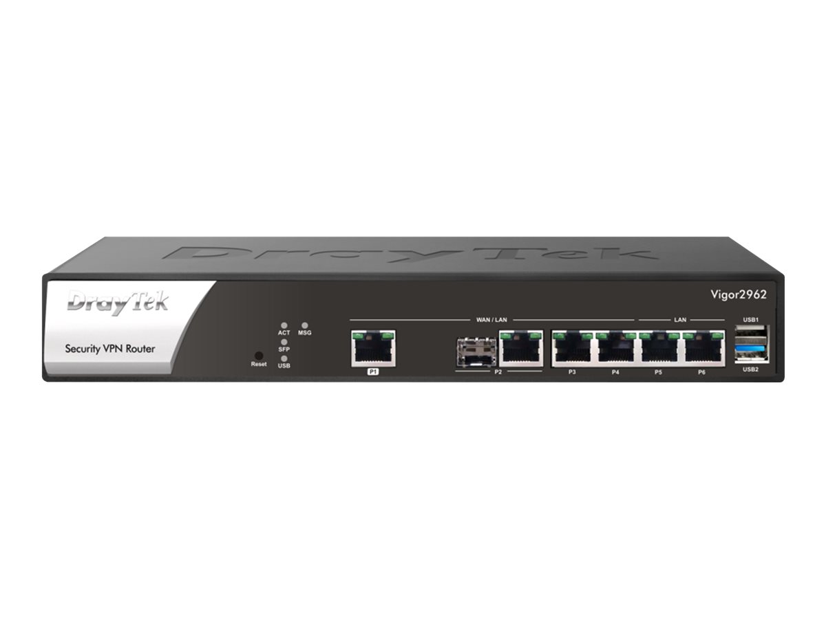 DrayTek Vigor 2962 Dual-WAN Router, 2,5 GbE, an Rack montierbar, Schwarz