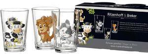 Ritzenhoff & Breker Trinkglas HOFTIERE, 3er Set aus Glas, mit Motivdruck, sortiert in 3 Motiven, - 1 Stück (819243)